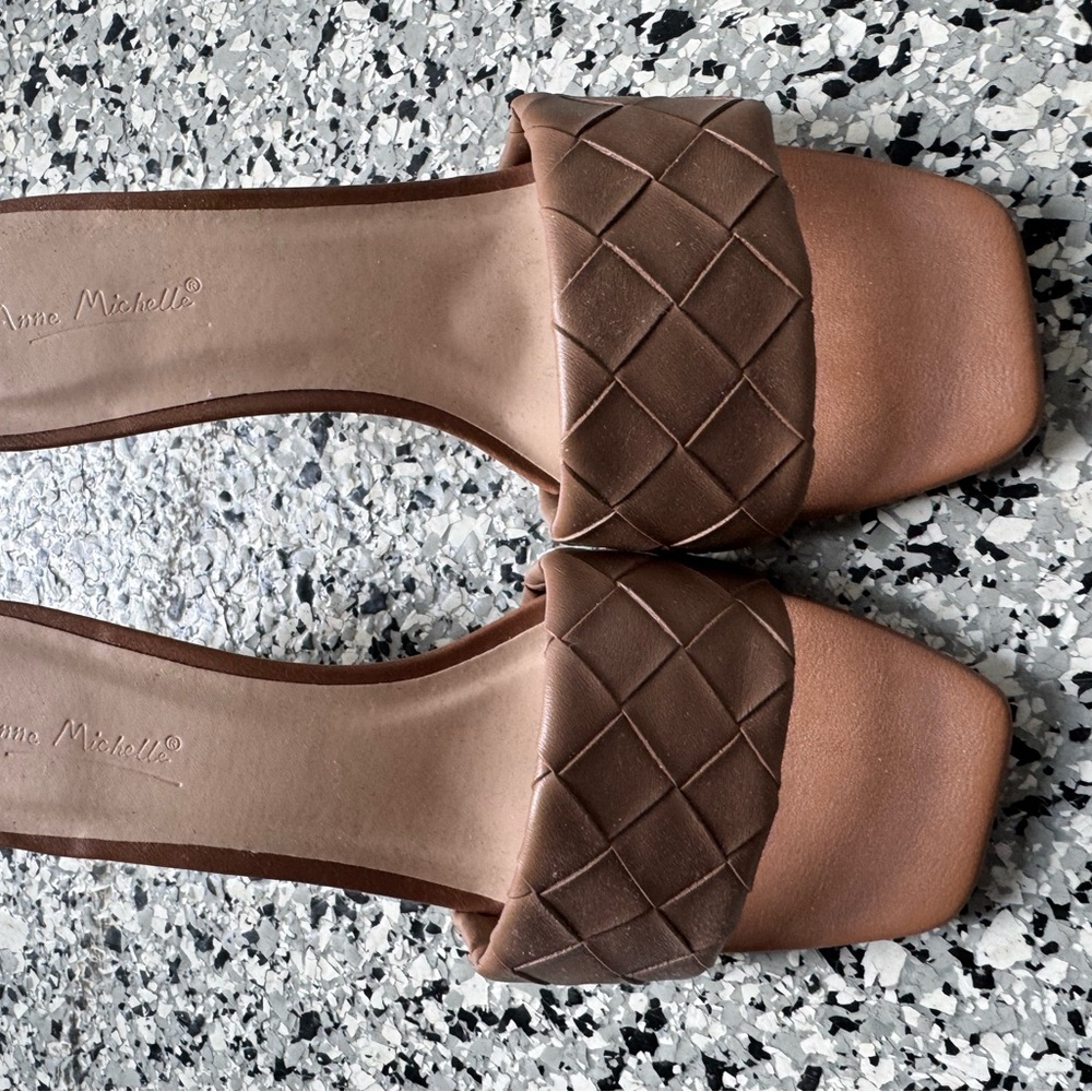 Brown Woven Slide Sandals